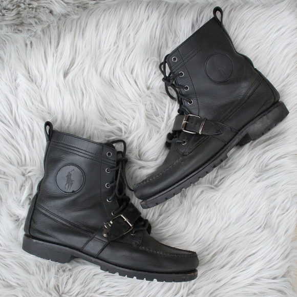 polo boots men's ranger black leather